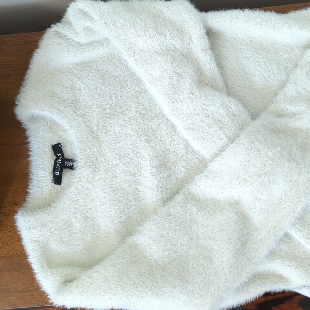 White teddy bear mohair sweater